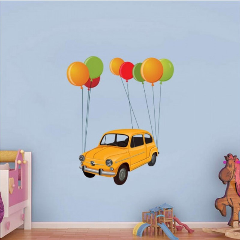 Αυτοκόλλητο τοίχου Παιδικά αυτοκίνητο με μπαλόνια